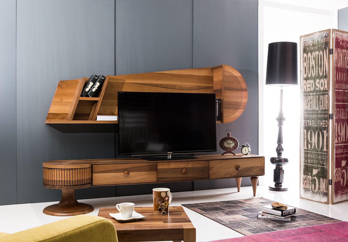 KEY TV ÜNİTESİ, Villa Style Villa Style Modern living room Wood Wood effect TV stands & cabinets