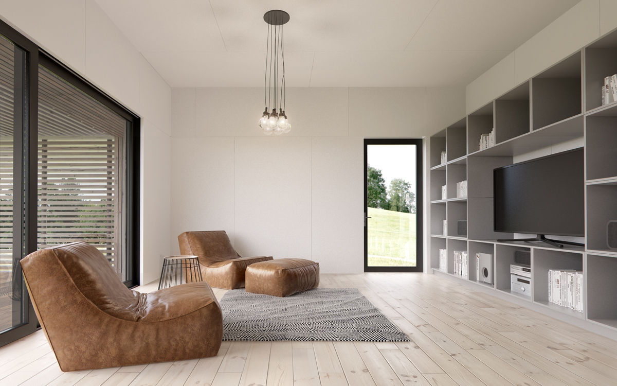 PLUSMODUL, INT2architecture INT2architecture Soggiorno in stile scandinavo MDF