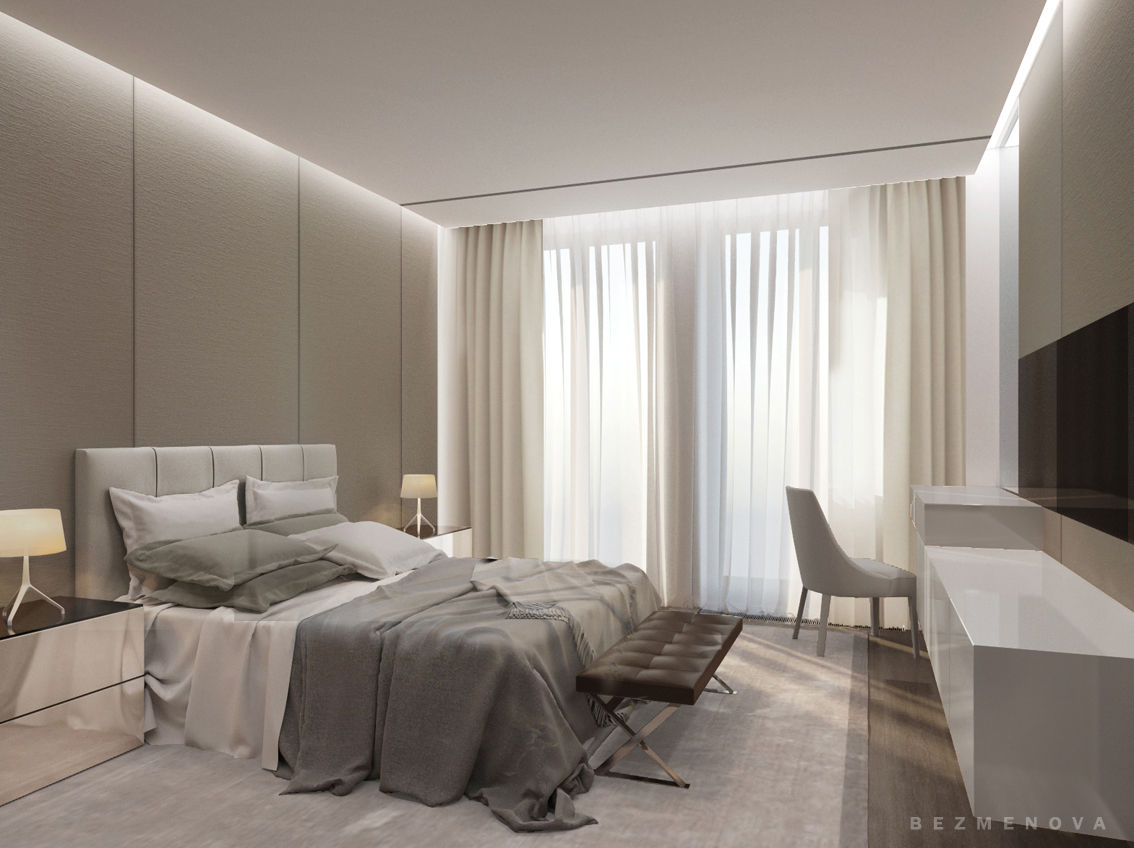 Квартира в Хамовниках, Bezmenova Bezmenova Dormitorios de estilo minimalista
