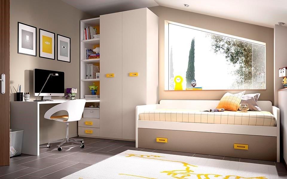 Dormitorio juvenil blanco y amarillo Casasola Decor Dormitorios modernos: Ideas, imágenes y decoración