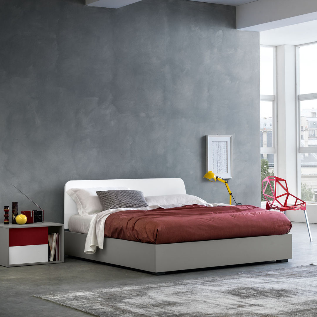 'Adam' wooden bed with storage by Mobilstella homify 모던스타일 침실 우드 우드 그레인 침대 & 헤드 보드