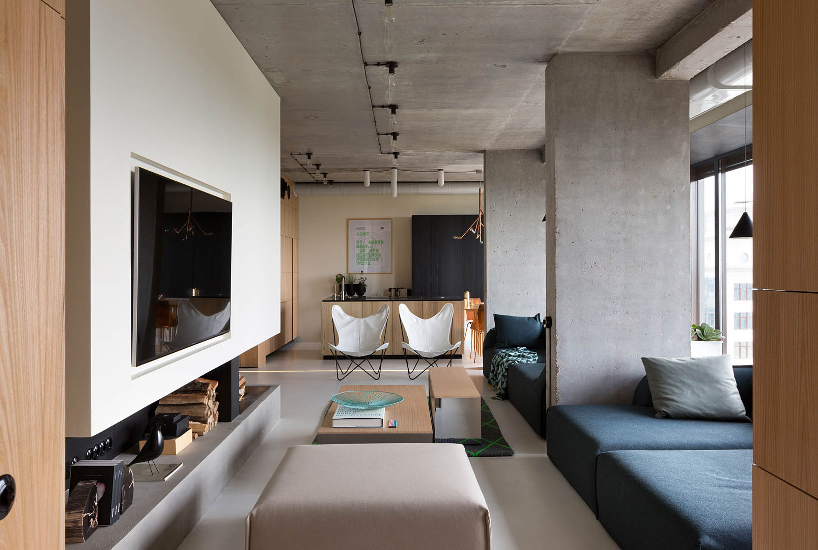 NPL. Penthouse, Olga Akulova DESIGN Olga Akulova DESIGN インダストリアルデザインの リビング