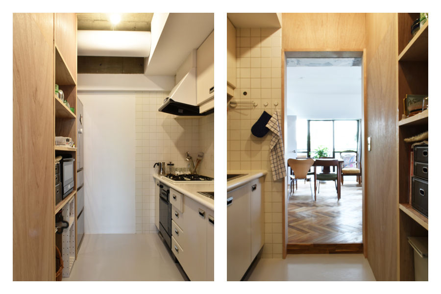石川台のアパート, MoY architects | 山本基揮建築設計 MoY architects | 山本基揮建築設計 ห้องครัวขนาดเล็ก
