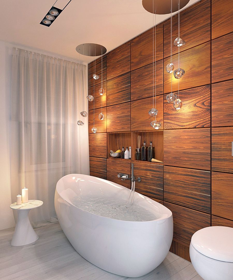 Тепло натурального дерева, 1+1 studio 1+1 studio Minimalist style bathroom