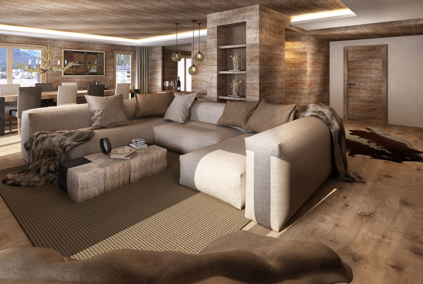 rendering interni stile rurale, Avogadri simone archi3d Avogadri simone archi3d ห้องนั่งเล่น