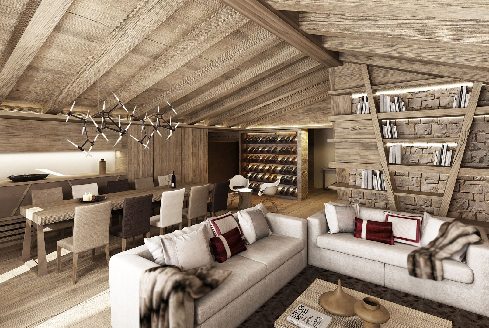 rendering interni stile rurale, Avogadri simone archi3d Avogadri simone archi3d ห้องนั่งเล่น