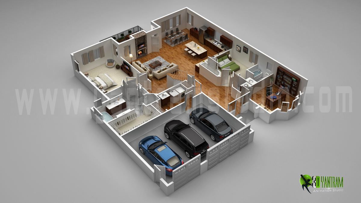 3D Luxury Floor Plans Design For Residential Home Yantram Animation Studio Corporation