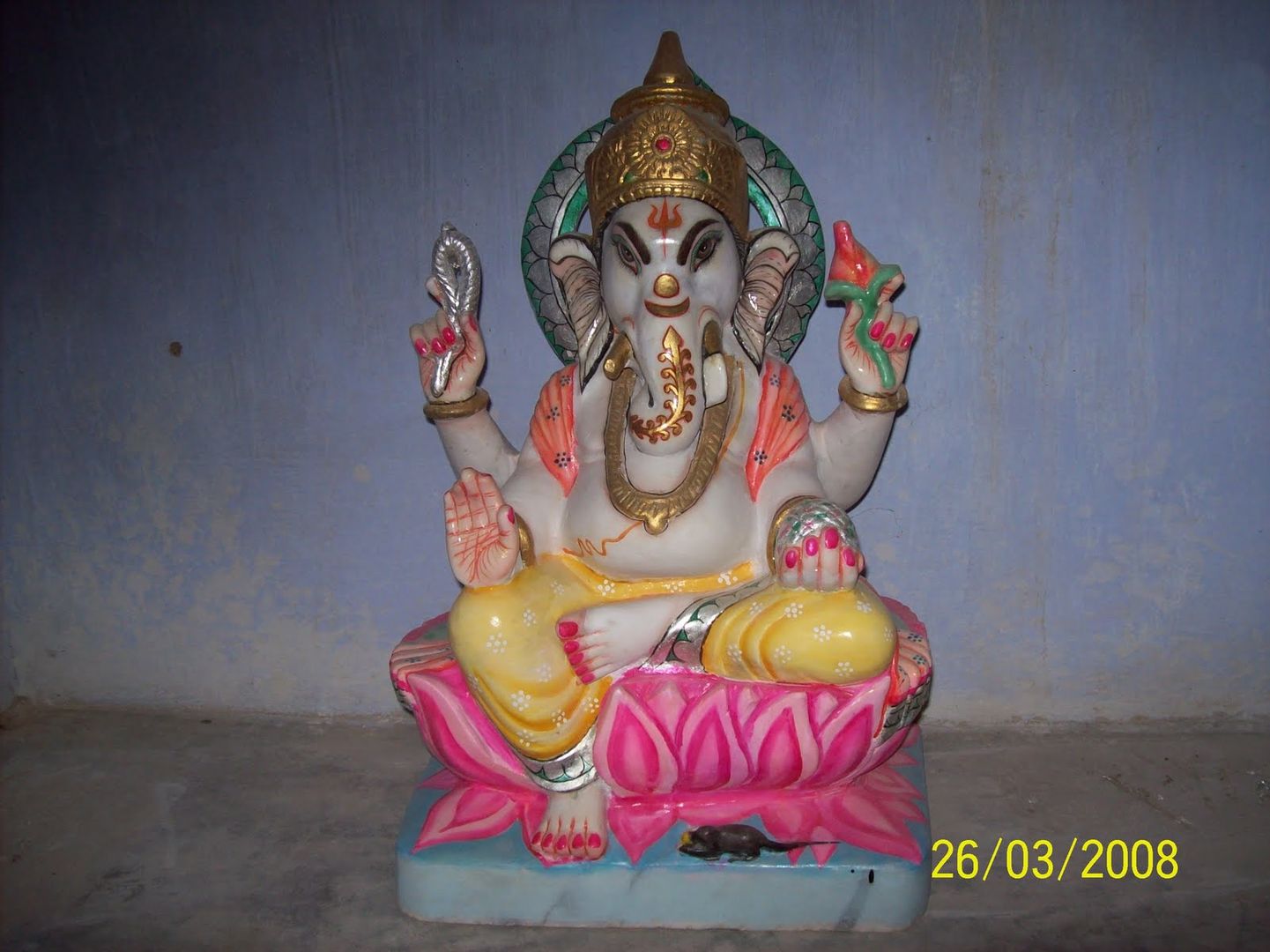 Beautiful Painted Marble Ganesha Vinod Murti Museum Modern garden Marble Accessories & decoration