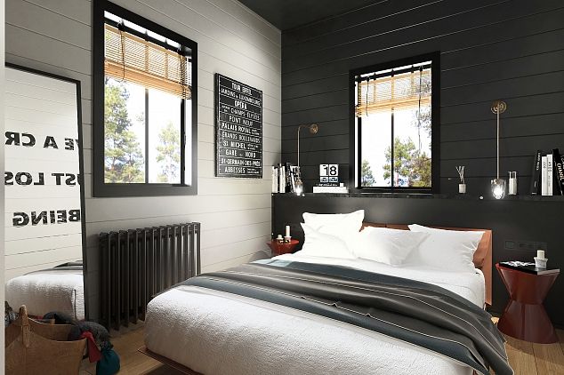 Загородный дом, Студия братьев Жилиных Студия братьев Жилиных Industrial style bedroom