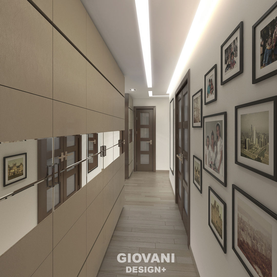 Квартира для молодой семьи, Giovani Design Studio Giovani Design Studio ระเบียงและโถงทางเดิน