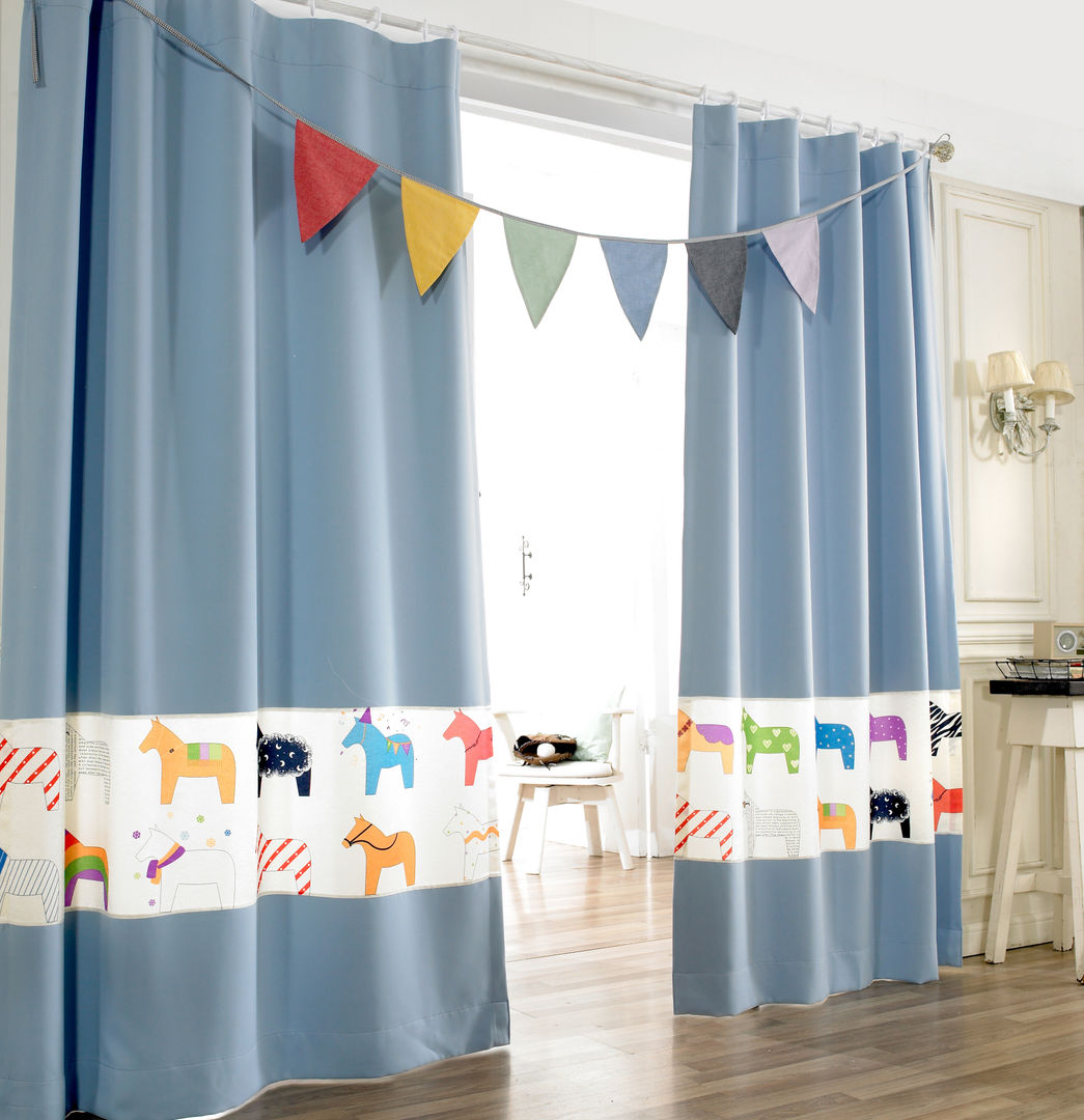 파스텔 블루 아이방 암막 커튼 , 포그난 포그난 Scandinavian style nursery/kids room Accessories & decoration