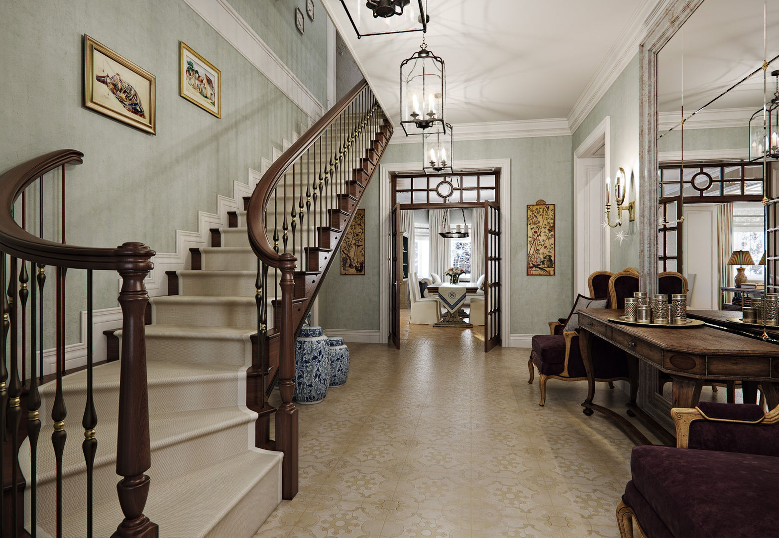 Дом в поселке Красное, MARION STUDIO MARION STUDIO Classic style corridor, hallway and stairs