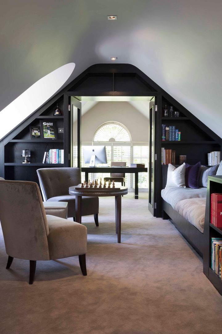 office and library over double garage niche pr Eclectic style study/office Oxshott,Weybridge,conversion,interior design