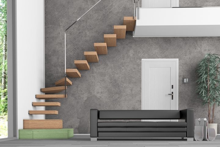 Progettazione di una scala per interni, Progetto & Render Progetto & Render Pasillos, halls y escaleras minimalistas