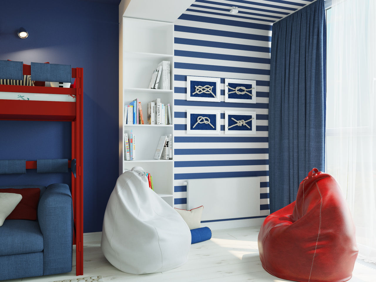 Комната для подростка в морском стиле, Оксана Мухина Оксана Мухина Chambre d'enfant méditerranéenne