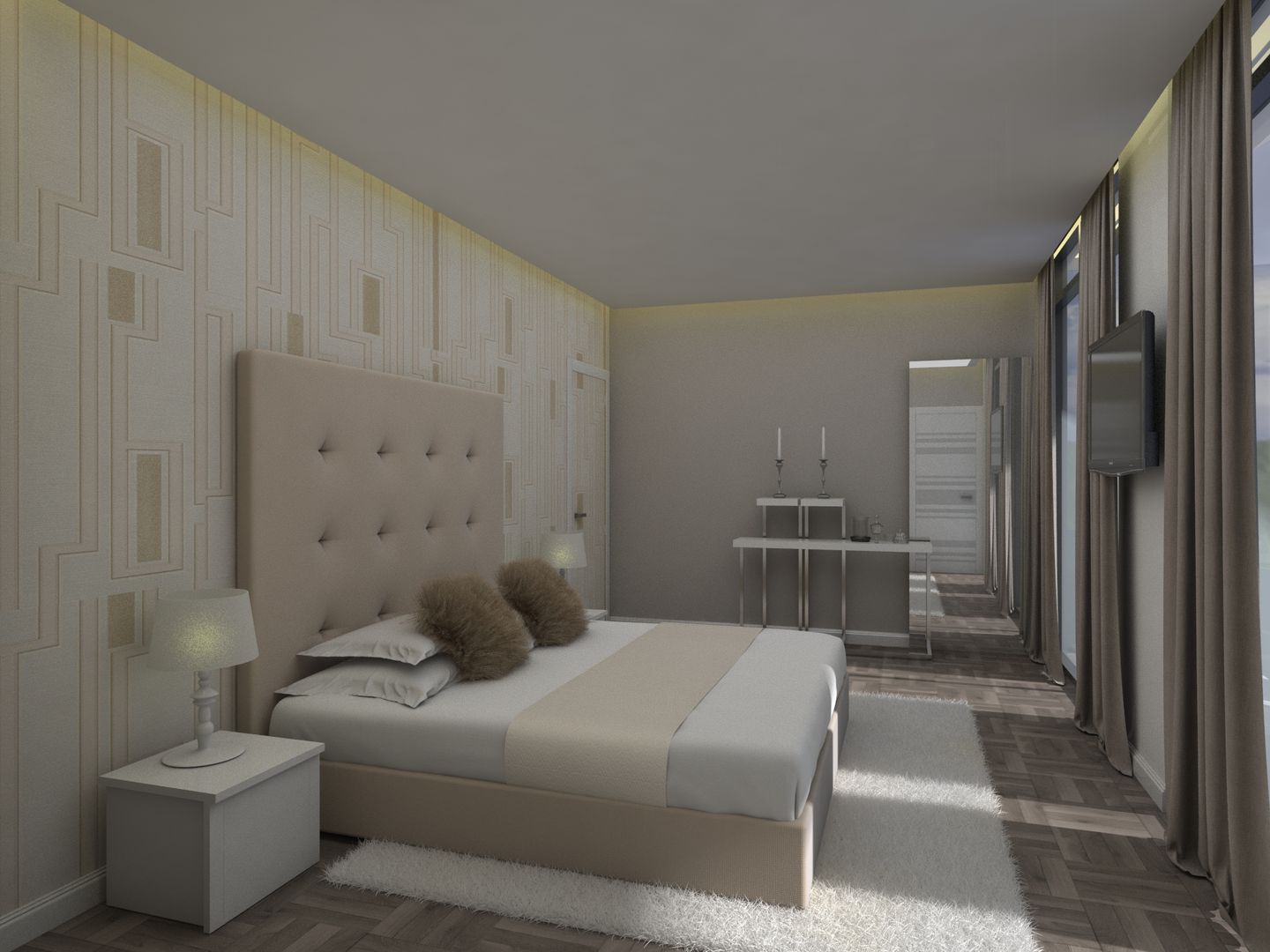 Propuesta 3D - Diseño de Habitaciones para Quinta Ubicada en Miami - Florida., Gabriela Afonso Gabriela Afonso Modern style bedroom