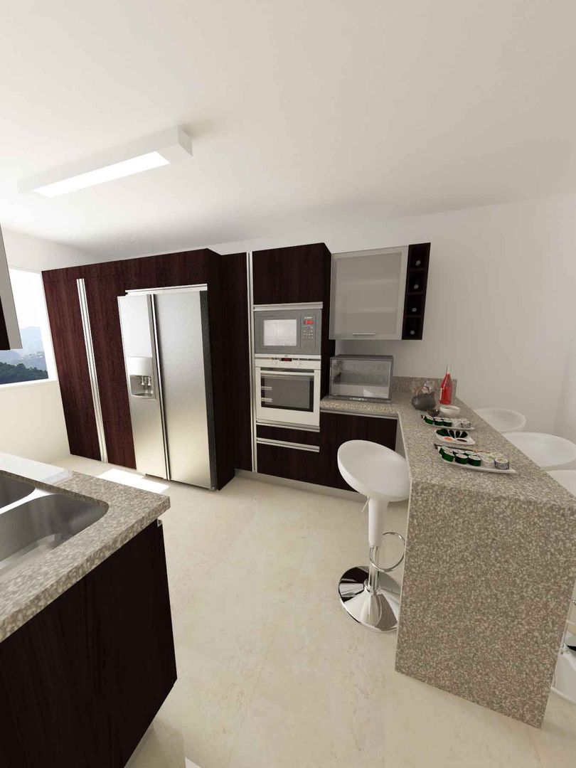 Cocinas Modelo Apartamentos EVC, OPFA Diseños y Arquitectura OPFA Diseños y Arquitectura ห้องครัว