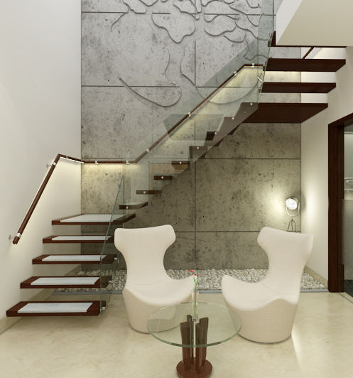 Suneja Residence, Space Interface Space Interface Modern Corridor, Hallway and Staircase