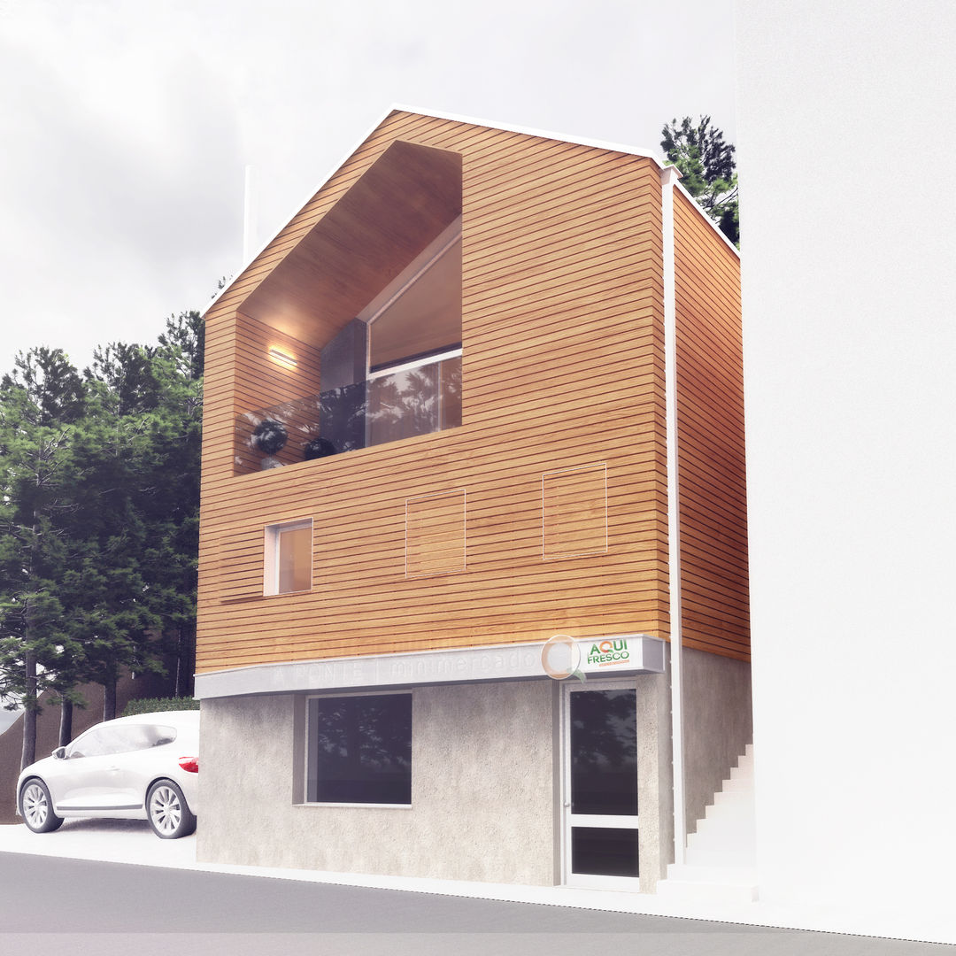 Casa AC, Rúben Ferreira | Arquitecto Rúben Ferreira | Arquitecto Casas modernas Roda,Pneu,Prédio,Céu,Veículo,Árvore,Carro,Janela,Madeira,Exterior automotivo