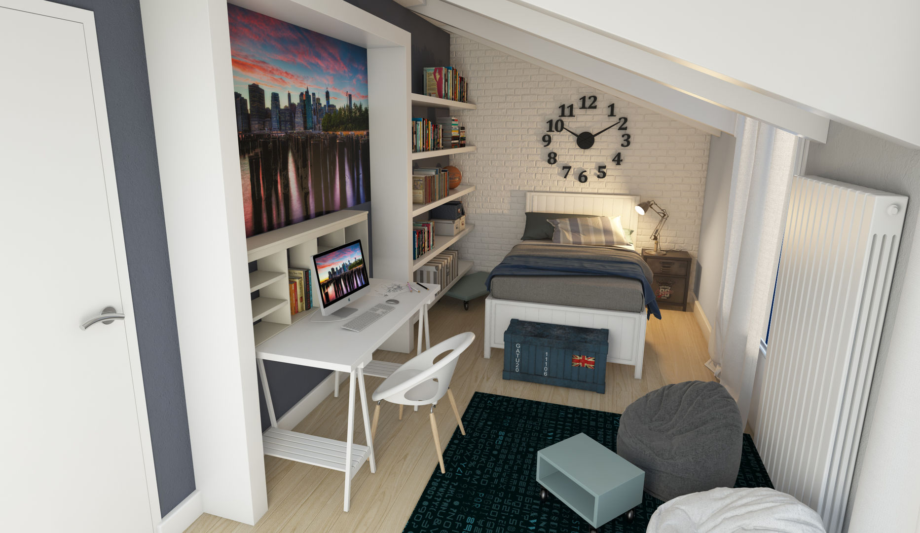 Childroom view1 Davide Bicci 3d Graphic Детская комната в стиле модерн Письменные столы и стулья