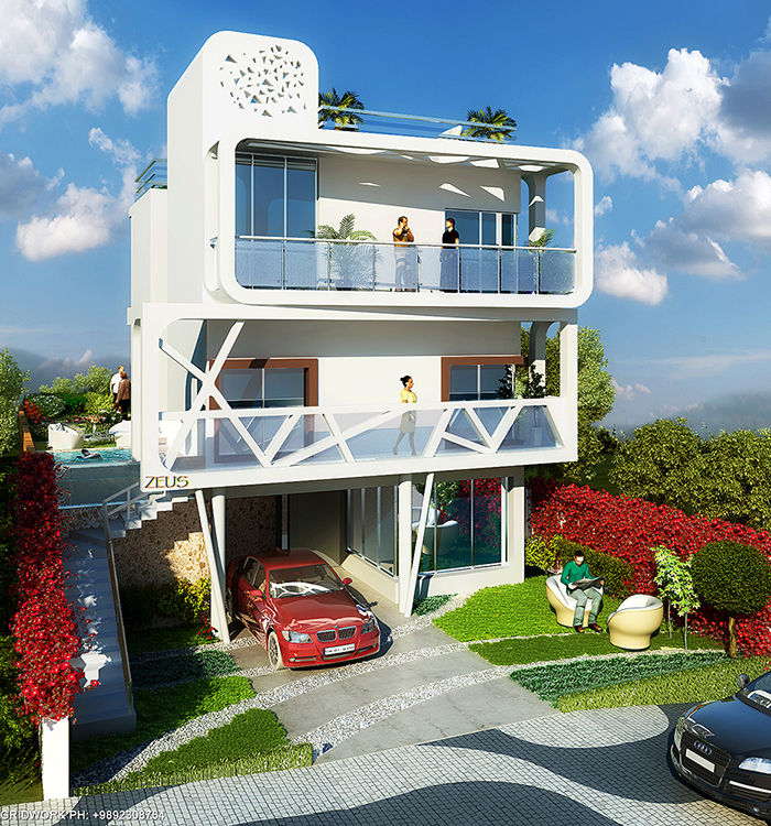 MODERN GREEK THEMED BUNGALOW SCHEME,KHANDALA, AIS Designs AIS Designs Mediterrane Häuser