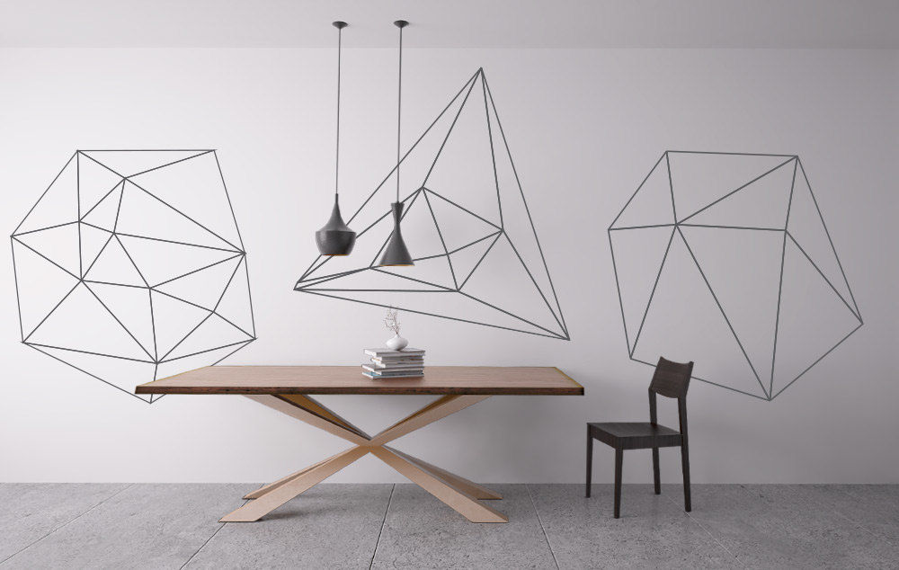 Mid Century Modern Style - Geometric Outlines Decals, MOONWALLSTICKERS.COM MOONWALLSTICKERS.COM Ruang Studi/Kantor Modern