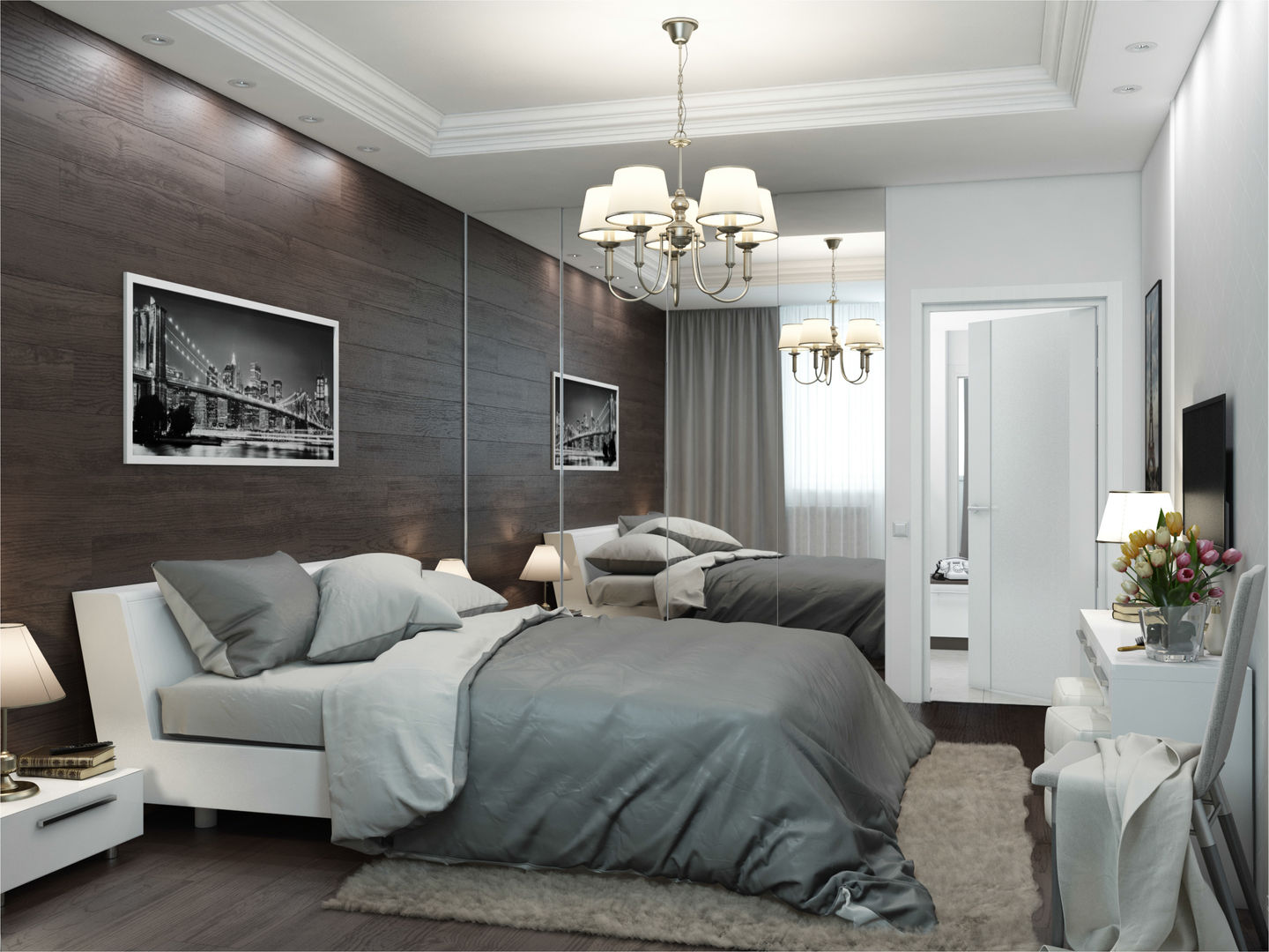 Private apartments|Частная квартира площадью 72 кв.м., Rosso Rosso Спальня в стиле модерн