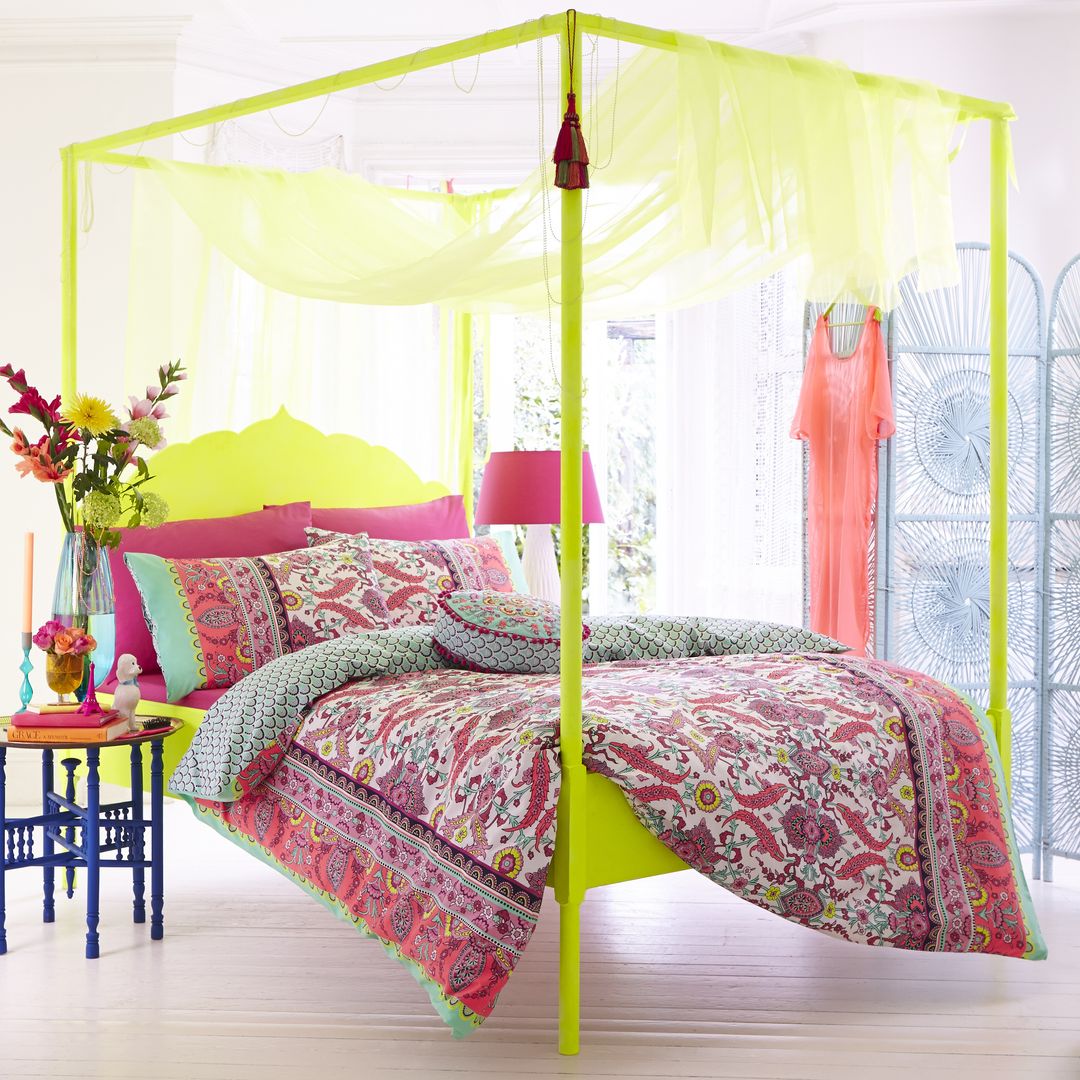 Fluoro Paisley, Catherine Lansfield Home Catherine Lansfield Home Modern Yatak Odası Pamuklu Kırmızı Tekstil Ürünleri