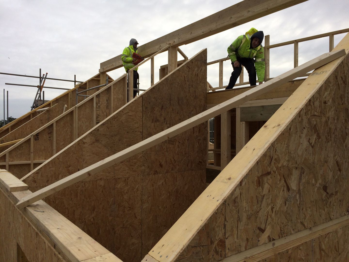 Timber Frame, Elevated Views over River Pentire, Building With Frames Building With Frames ミニマルな 家 木 木目調