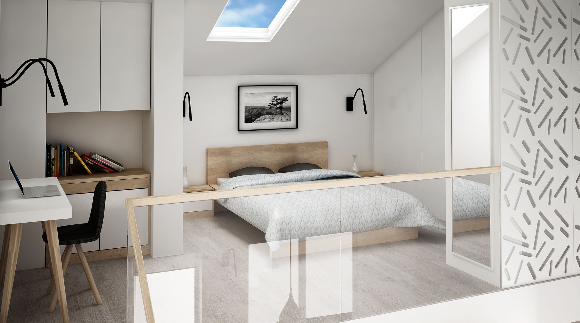 Sypialnia na antresoli / Mezzanine Bedroom homify Minimalistyczna sypialnia