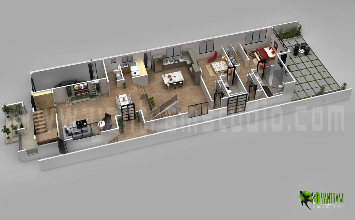 3D Floor Plan Design For Modern Home Yantram Animation Studio Corporation