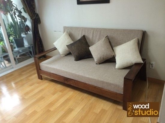 원목 소파 (walnut sofa), 홍스목공방 홍스목공방 Living room Wood Wood effect Sofas & armchairs