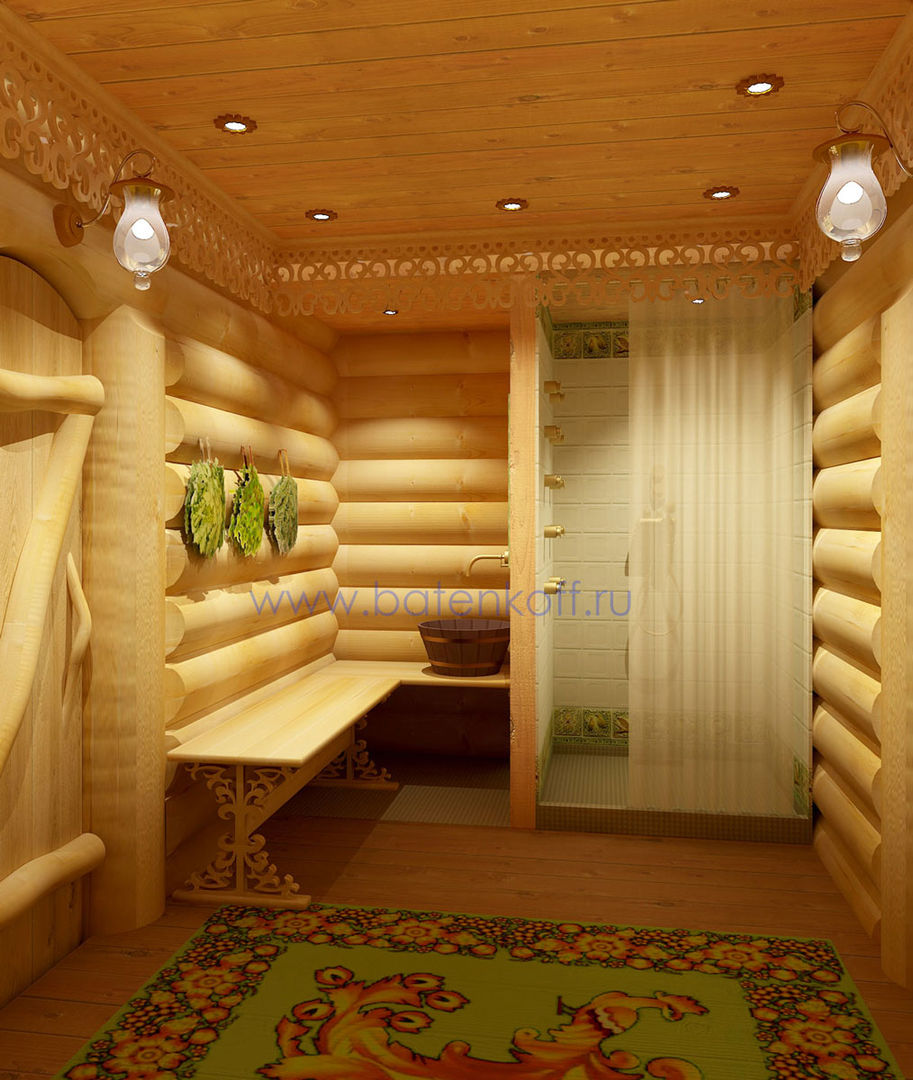 homify Kamar Mandi Gaya Country Kayu Wood effect