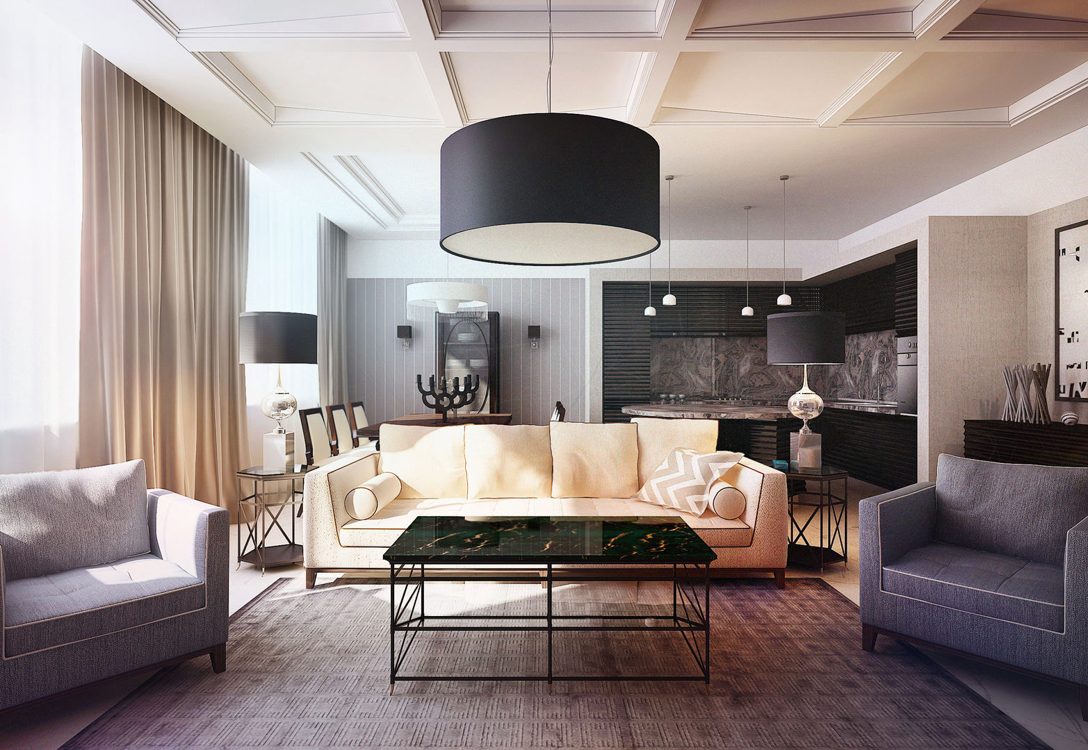 Apartment in Moscow, KAPRANDESIGN KAPRANDESIGN Living room Marble