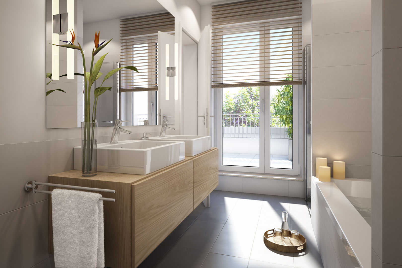 Wohnungen Bauträger 3D-Visualisierung, winhard 3D winhard 3D 現代浴室設計點子、靈感&圖片