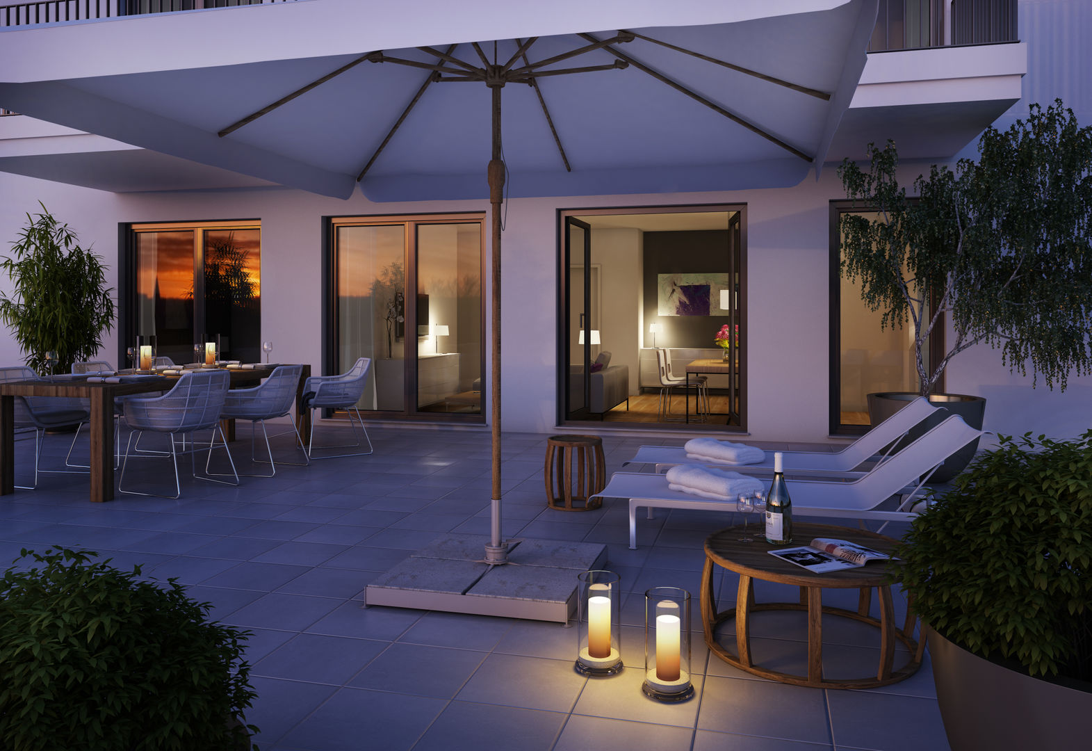 Wohnungen Bauträger 3D-Visualisierung, winhard 3D winhard 3D Modern balcony, veranda & terrace