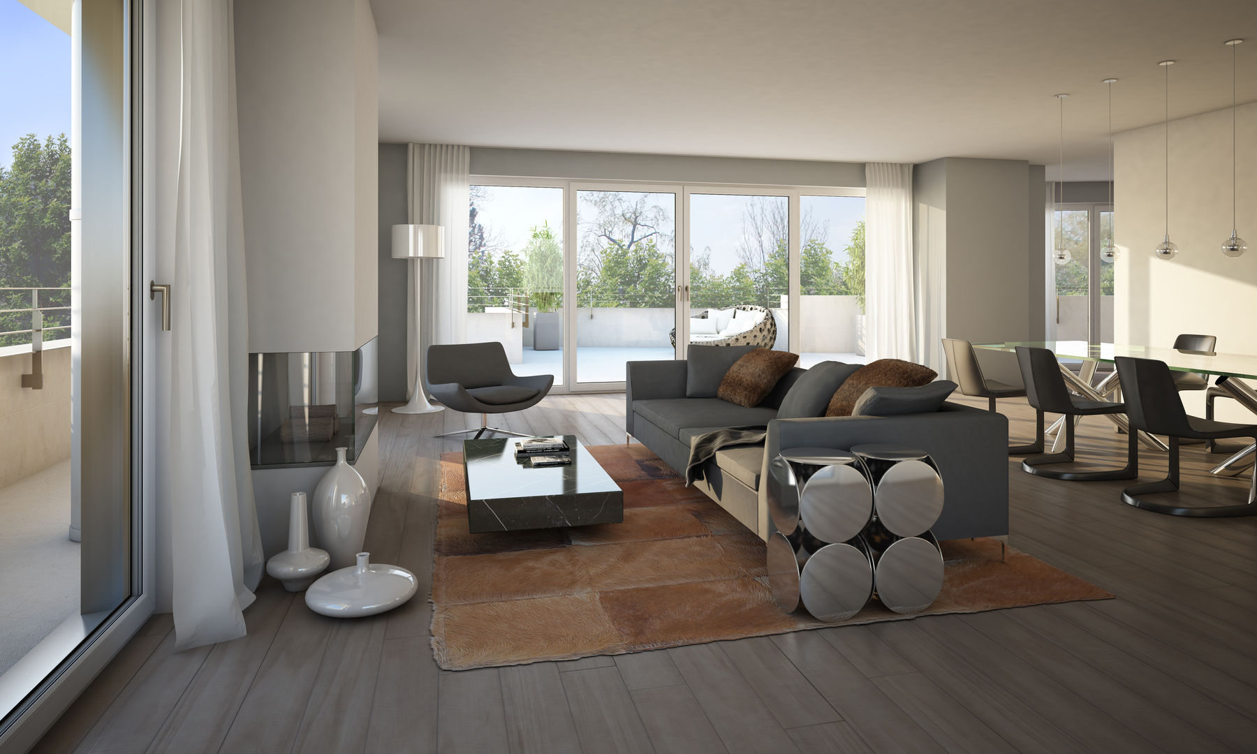 Wohnungen Bauträger 3D-Visualisierung, winhard 3D winhard 3D Modern living room