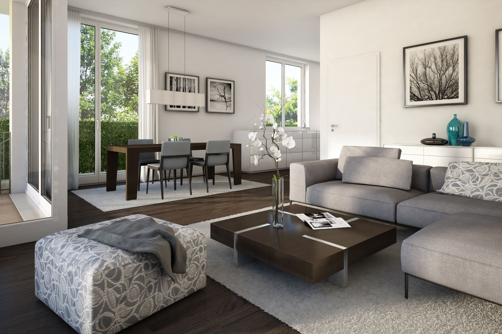 Wohnungen Bauträger 3D-Visualisierung, winhard 3D winhard 3D Modern living room