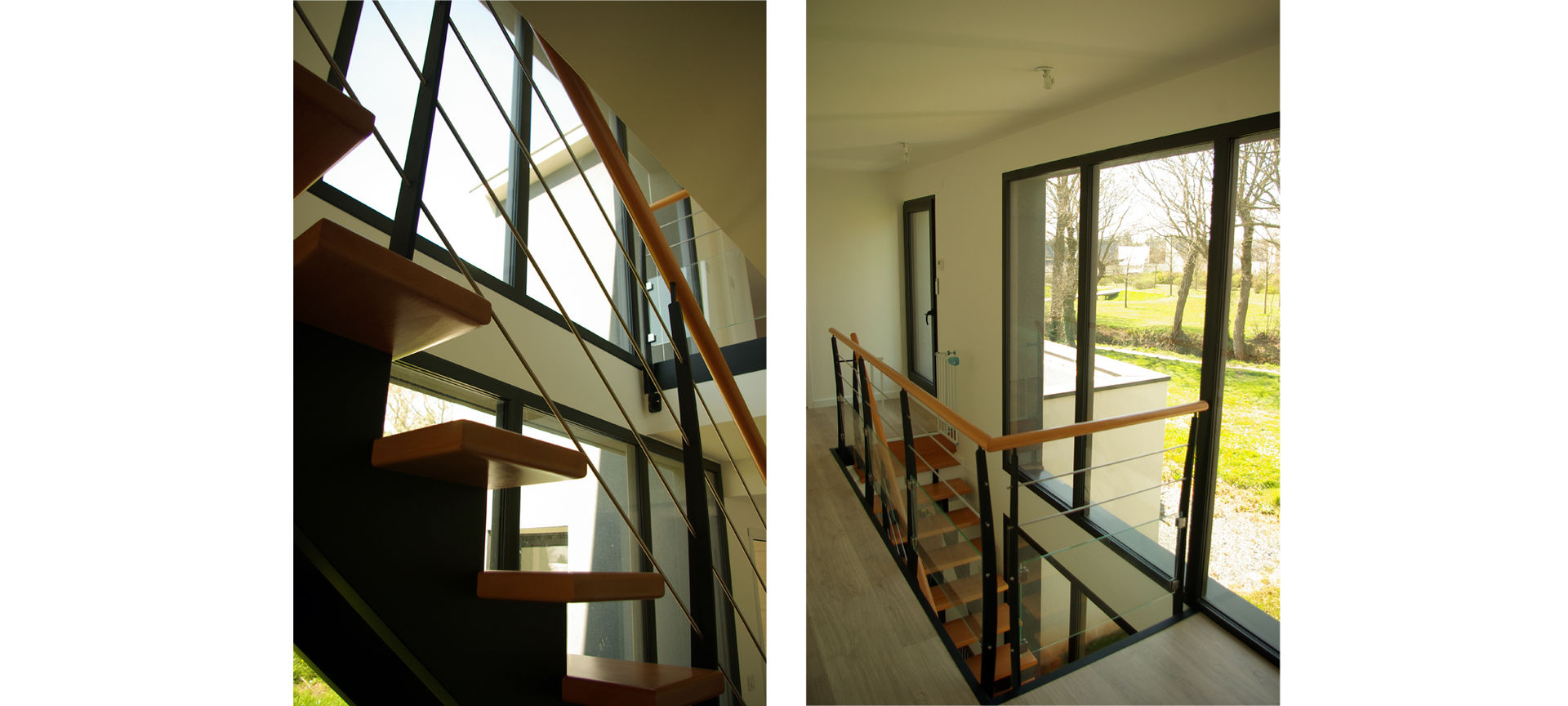 Construction d’une maison individuelle, Pleumeleuc, Ille-et-Vilaine, bAAt architecture bAAt architecture Modern Corridor, Hallway and Staircase