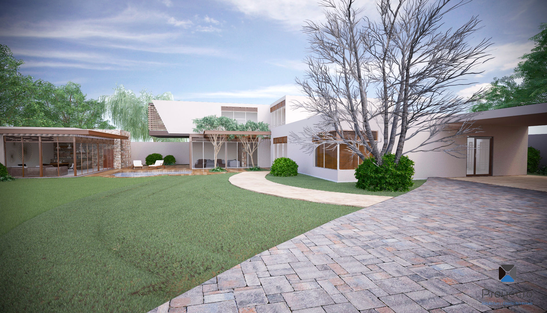 Proyecto Arquitectónico " Casa XC03" , PORTO Arquitectura + Diseño de Interiores PORTO Arquitectura + Diseño de Interiores Modern garden