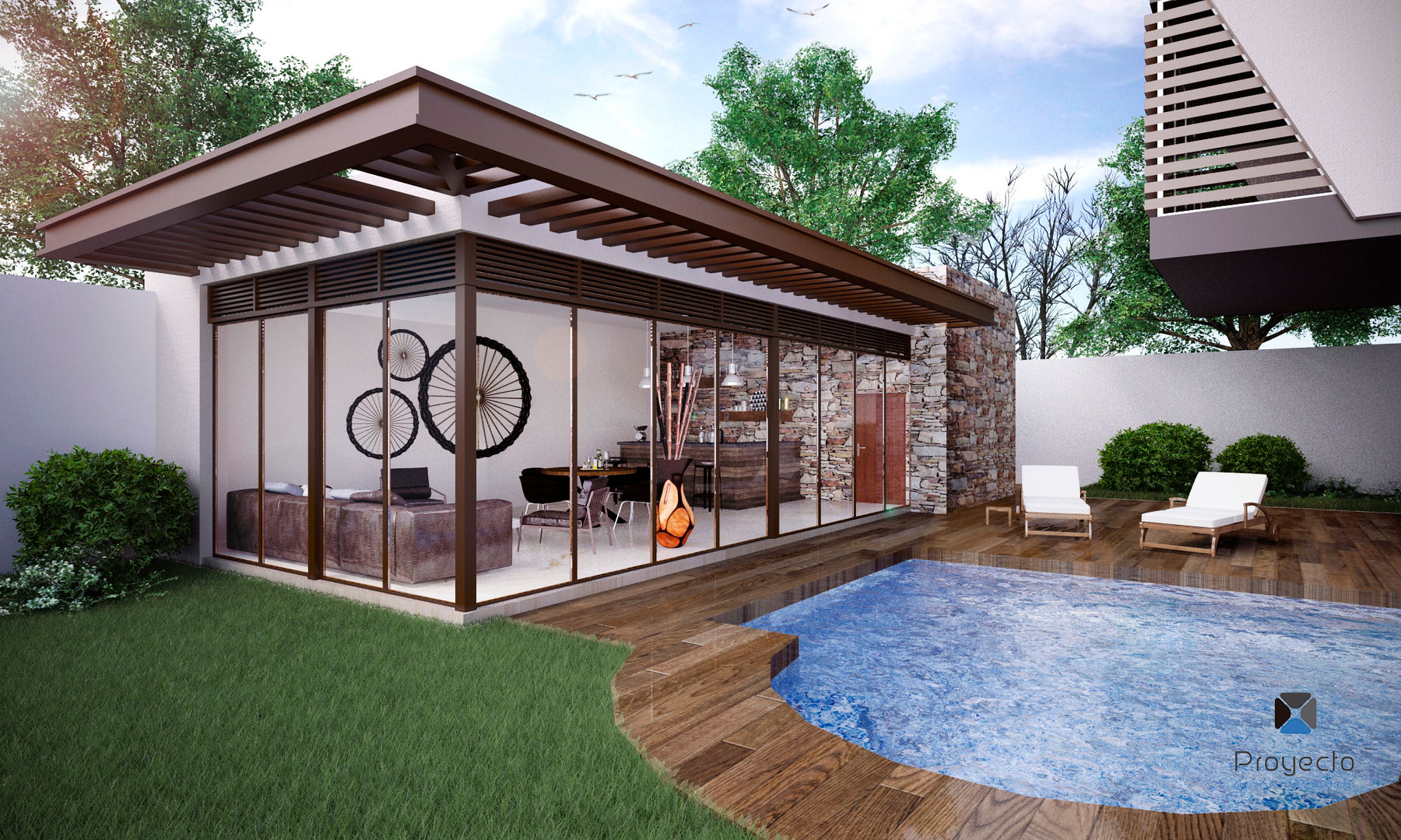 Proyecto Arquitectónico " Casa XC03" , PORTO Arquitectura + Diseño de Interiores PORTO Arquitectura + Diseño de Interiores Modern pool