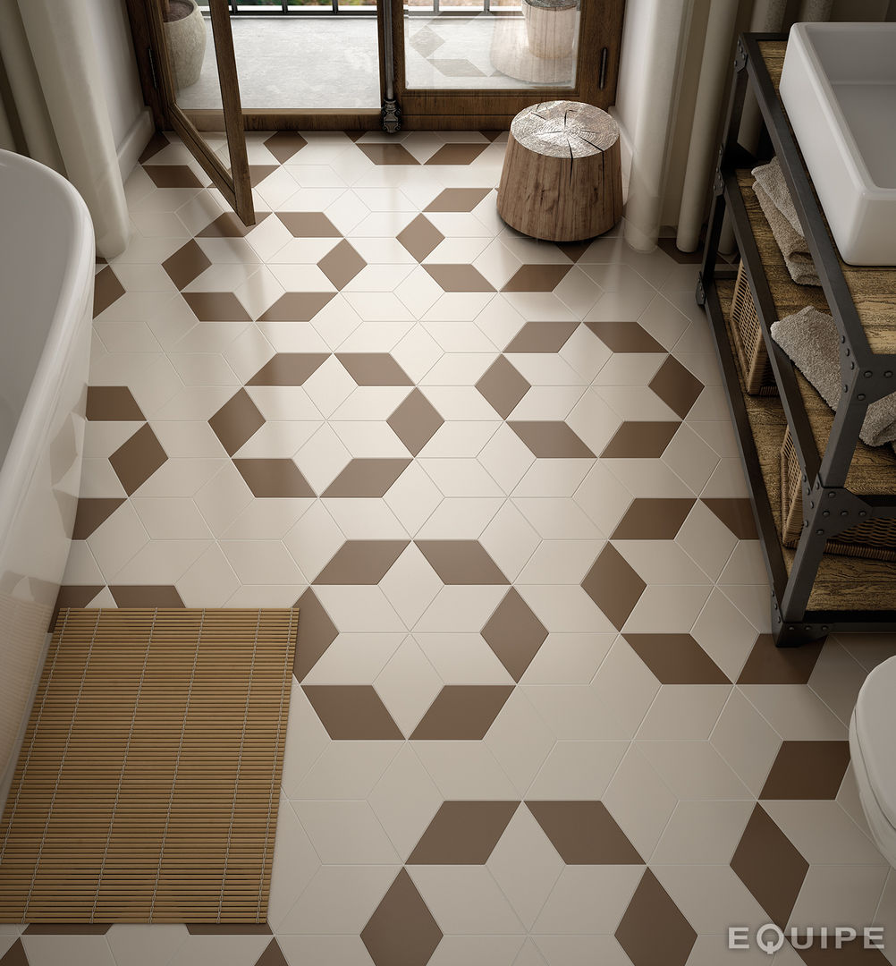 Rhombus Wall / Floor Tile, Equipe Ceramicas Equipe Ceramicas Rustic style corridor, hallway & stairs