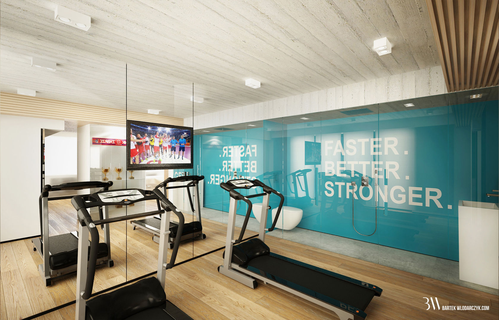 Fitness, Bartek Włodarczyk Architekt Bartek Włodarczyk Architekt 모던스타일 피트니스 룸