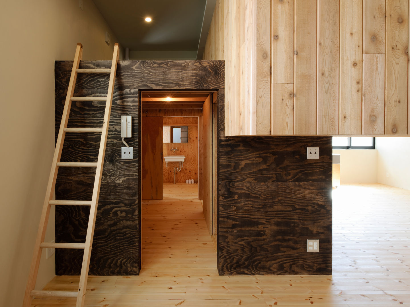 綱島の住宅, 山本晃之建築設計事務所 山本晃之建築設計事務所 Minimalist living room Plywood