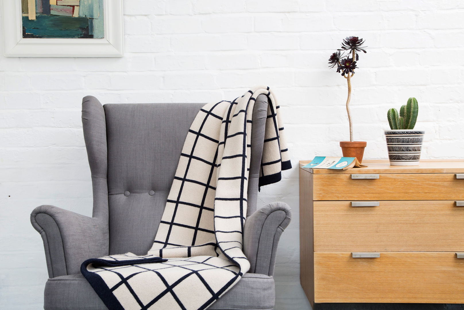 Grid Blanket Seven Gauge Studios Modern living room Wool Orange Accessories & decoration