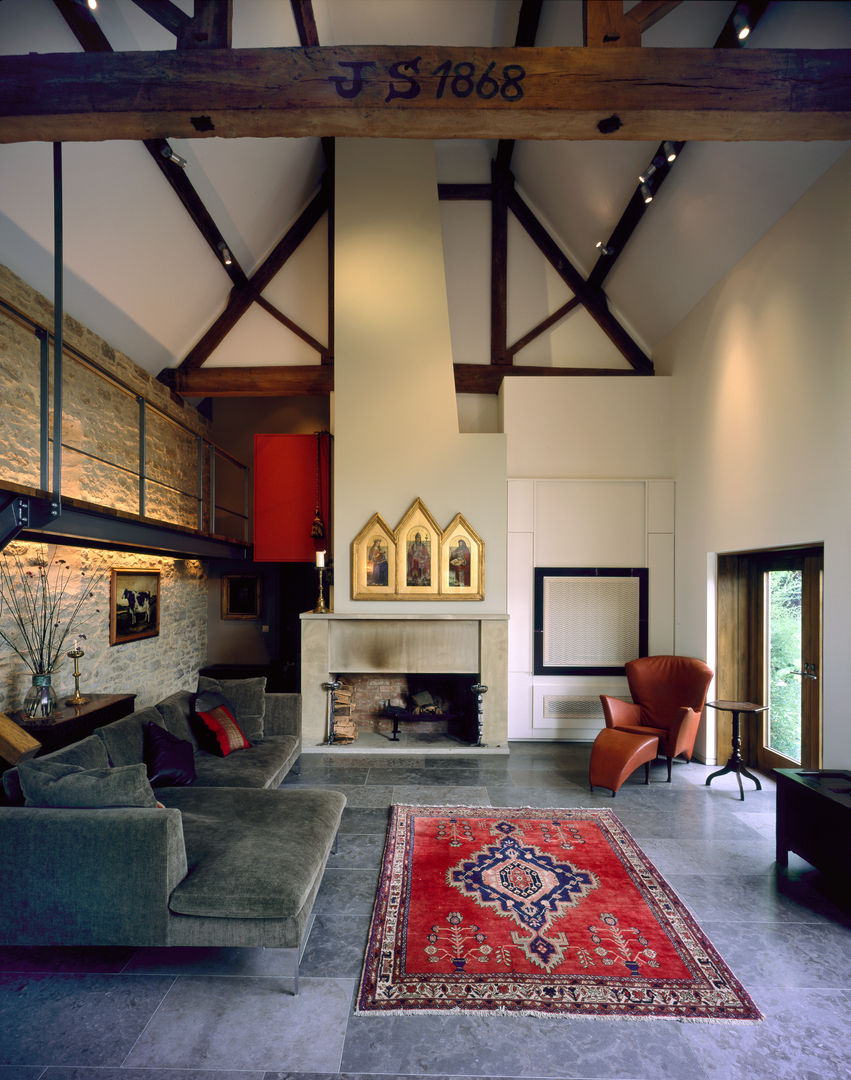 KSR Architects | Luxury barn conversion | Living room homify Rustykalny salon Drewno O efekcie drewna