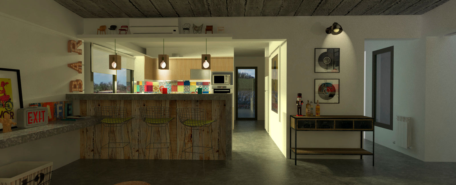 Diseño de cocina y estar para proyecto Casa Primma , Estudio 17.30 Estudio 17.30 オリジナルデザインの キッチン