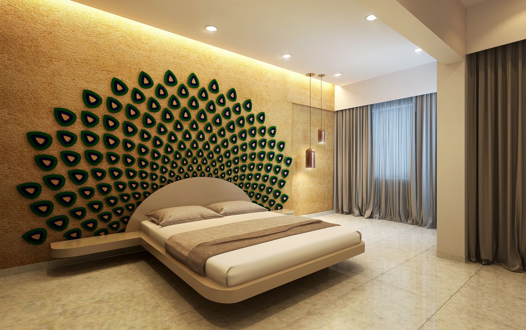 3D render, jyotsnarawool jyotsnarawool Modern style bedroom