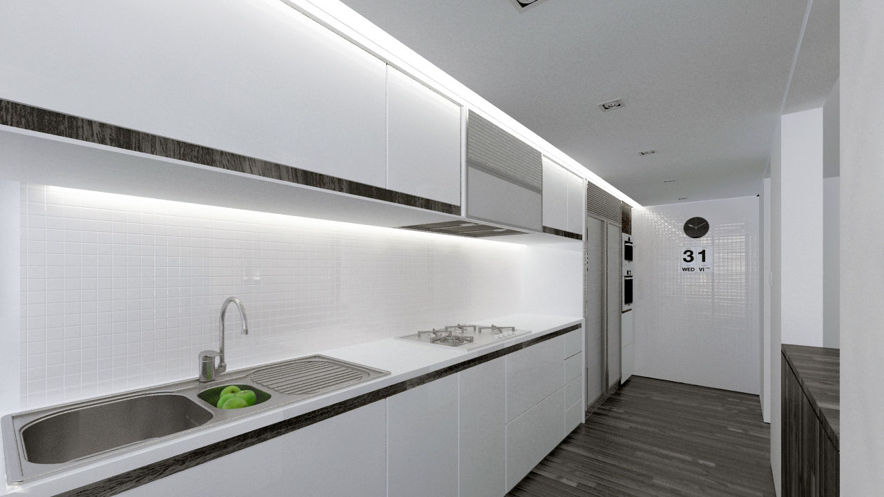 Cocina lineal Odart Graterol Arquitecto Cocinas de estilo minimalista Compuestos de madera y plástico