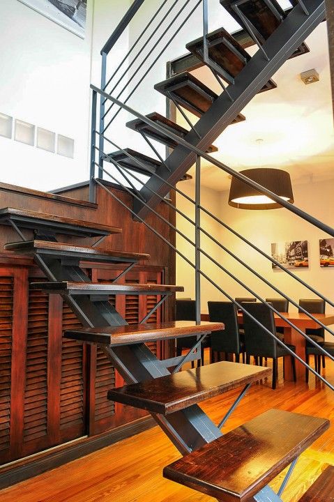 Escaleras + Sala comedor Radrizzani Rioja Arquitectos Koridor & Tangga Minimalis Kayu Wood effect stairs,modern,design,interiors